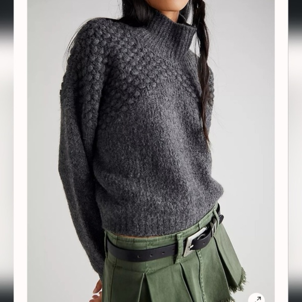 NWT Free People Bradley Cropped Pullover Sweater Gray Small